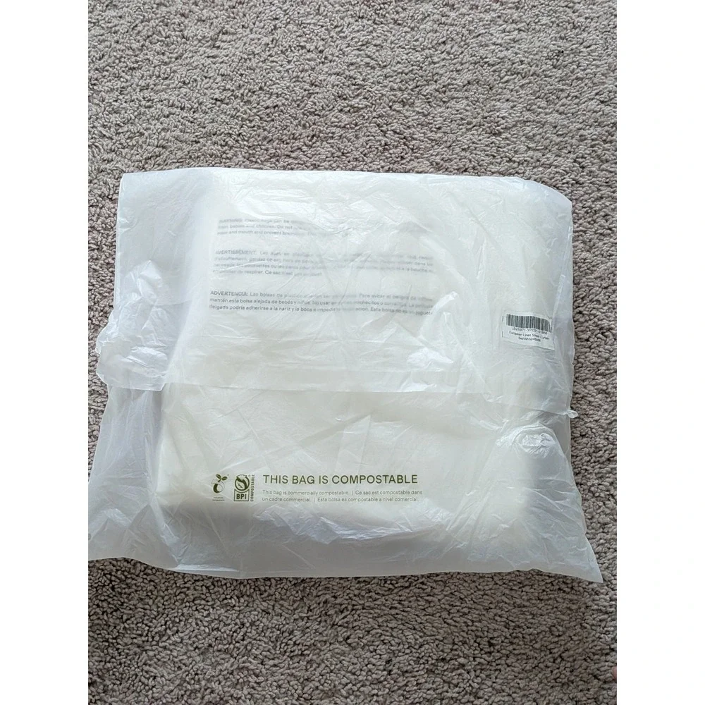 Quince European Linen Sheer Curtain Set White Color 48x96 NWT